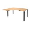 Bureau compact EXPRIM - L180 cm - Retour gauche - Plateau imitation Hêtre - Pieds carbonne (Pieds de renfort obligatoire à rajouter - non inclus)