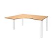 3253310164475-Bureau compact EXPRIM - L180 cm - Retour gauche - Plateau imitation Hêtre - Pieds blanc (Pieds de renfort obligatoire à rajou--0