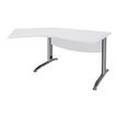 Bureau 135° IDRA - retour d'angle à gauche - L180 cm - Pieds aluminium - plateau Blanc perle