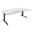 Bureau compact manager retour à droite IDRA - 200 cm - Pied anthracite - Blanc perle (Pieds de renfort obligatoire à rajouter - non inclus)