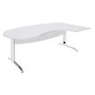 Bureau compact manager retour à droite IDRA - 200 cm - Pied blanc - Blanc perle (Pieds de renfort obligatoire à rajouter - non inclus)
