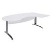 Bureau compact manager retour à droite IDRA - 200 cm - Pied alu - Blanc perle (Pieds de renfort obligatoire à rajouter - non inclus)
