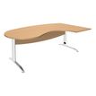 Bureau compact manager retour à droite IDRA - 200 cm - Pied blanc - Hêtre (Pieds de renfort obligatoire à rajouter - non inclus)
