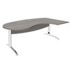 Bureau compact manager retour à droite IDRA - 200 cm - Pied blanc - Chêne gris (Pieds de renfort obligatoire à rajouter - non inclus)