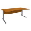 3253310150034-Bureau double vague symétrique IDRA - L180 cm - Pieds aluminium - plateau imitation Merisier--0