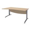 3253310150744-Bureau droit IDRA - Vague à gauche - L160 cm - Pieds alu - plateau imitation Chêne--0