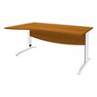 3253310150188-Bureau droit IDRA - Vague à gauche - L160 cm - Pieds blancs - plateau imitation Merisier--0