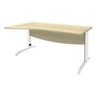 Bureau droit IDRA - Vague à gauche - L160 cm - Pieds blancs - plateau imitation Erable
