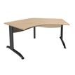 Bureau symétrique 120° IDRA - L185 cm - Pieds anthracite - plateau imitation Chêne clair
