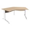Bureau symétrique 120° IDRA - L185 cm - Pieds blanc - plateau imitation Chêne clair