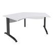 Bureau symétrique 120° IDRA - L185 cm - Pieds anthracite - plateau Blanc perle