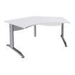 Bureau symétrique 120° IDRA - L185 cm - Pieds aluminium - plateau Blanc perle