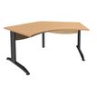 3253310149908-Bureau symétrique 120° IDRA - L185 cm - Pieds anthracite - plateau imitation Hêtre--0