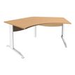 Bureau symétrique 120° IDRA - L185 cm - Pieds blanc - plateau imitation Hêtre