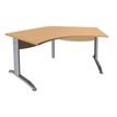 Bureau symétrique 120° IDRA - L185 cm - Pieds aluminium - plateau imitation Hêtre