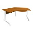 0400794086516-Bureau symétrique 120° IDRA - L180 cm - Pieds blanc - plateau imitation Merisier--0