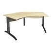 Bureau symétrique 120° IDRA - L185 cm - Pieds anthracite - plateau imitation Erable