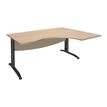 Bureau compact à droite IDRA - L160 cm - Pieds anthracite - plateau imitation Chêne clair (Pieds de renfort obligatoire à rajouter - non inclus)