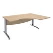 2012348122380-Bureau compact à droite IDRA - L160 cm - Pieds alu - plateau imitation Chêne clair (Pieds de renfort obligatoire à rajou--0