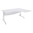 Bureau compact à droite IDRA - L180 cm - Pieds blanc - plateau Blanc perle (Pieds de renfort obligatoire à rajouter - non inclus)