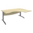 Bureau compact à droite IDRA - L160 cm - Pieds Alu - plateau imitation Erable (Pieds de renfort obligatoire à rajouter - non inclus)