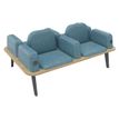 Banquette ILO - 4 places L172xP114cm -  carbone - structure chêne clair - tissu bleu guède