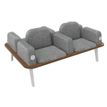 3253310179561-Banquette ILO - 4 places L172xP114cm -  blanc - structure noyer - tissu gris chiné--0