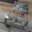 3253310179578-Banquette ILO - 4 places L172xP114cm -  carbone - structure noyer - tissu bleu guède--4