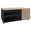 Console mobile EXPRIM/URBAN/LOFTER - L120 x H63 x P60 cm - 2 tiroirs dont 1 DS - coté anthracite - finition façade et dessus imitation Chêne clair