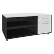 Console mobile EXPRIM/URBAN/LOFTER - L120 x H63 x P60 cm - 2 tiroirs dont 1 DS - coté anthracite - finition façade et dessus Blanc perle