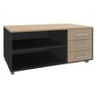Console mobile EXPRIM/LOFTER/LEVEL - L120 x H63 x P60 cm - 3 tiroirs - coté anthracite - finition façade et dessus imitation Chêne clair