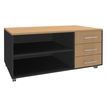 Console mobile EXPRIM/LOFTER/LEVEL - L120 x H63 x P60 cm - 3 tiroirs - coté anthracite - finition façade et dessus imitation Hêtre