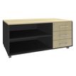Console mobile EXPRIM/LOFTER/LEVEL - L120 x H63 x P60 cm - 3 tiroirs - coté anthracite - finition façade et dessus imitation Erable