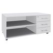 Console mobile EXPRIM/LOFTER/LEVEL - L120 x H63 x P60 cm - 3 tiroirs - coté Blanc - finition façade et dessus Blanc perle