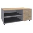 Console mobile EXPRIM/LOFTER/LEVEL - L120 x H63 x P60 cm - 3 tiroirs - coté aluminium - finition façade et dessus imitation Chêne clair