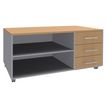 Console mobile EXPRIM/LOFTER/LEVEL - L120 x H63 x P60 cm - 3 tiroirs - coté aluminium - finition façade et dessus imitation Hêtre