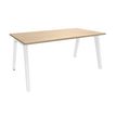 Bureau simple STEELY - L180 cm - Pieds blanc - plateau imitation Chêne clair