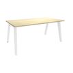 Bureau simple STEELY - L160 cm - Pieds blanc - plateau imitation Erable