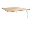 Bureau double STEELY - L180 cm - Double face Suivant - Pieds blanc - plateau imitation Chêne clair