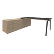 Bureau STEELY Manager - L180 x P100 x H72,5 cm - console retour à gauche (2 tiroirs) L200 x P60 x H72,5 cm - pieds carbone - plateau carbone