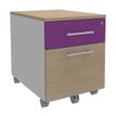 Caisson mobile INEO JET UP Bureau Vallée - L43 x H56 x P60 cm - 2 Tiroirs dont 1 dossier suspendu - façade imitation chêne clair et violine