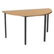 Table de réunion Demi-lune - 160 x 80 cm - Pieds carrés anthracite - imitation hêtre