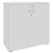 Armoire mi-haute IDRA/DUAL -  L80 x H102 x P47 - 2 portes - 2 tablettes métal DS - Corps blanc - Portes et dessus blanc perle