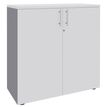 Armoire mi-haute IDRA/DUAL -  L80 x H102 x P47 - 2 portes - 2 tablettes métal DS - Corps alu - Portes et dessus Blanc perle