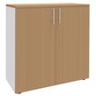 Armoire mi-haute IDRA/DUAL -  L80 x H102 x P47 - 2 portes - 2 tablettes métal DS - Corps blanc - Portes et dessus Hêtre