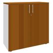 Armoire mi-haute IDRA/DUAL -  L80 x H102 x P47 - 2 portes - 2 tablettes métal DS - Corps blanc - Portes et dessus Merisier