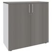 Armoire mi-haute IDRA/DUAL -  L80 x H102 x P47 - 2 portes - 2 tablettes métal DS - Corps blanc - Portes et dessus Chêne gris