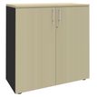 Armoire mi-haute IDRA/DUAL -  L80 x H102 x P47 - 2 portes - 2 tablettes métal DS - Corps anthracite - Portes et dessus Erable