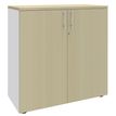 Armoire mi-haute IDRA/DUAL -  L80 x H102 x P47 - 2 portes - 2 tablettes métal DS - Corps blanc - Portes et dessus Erable