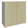 Armoire mi-haute IDRA/DUAL -  L80 x H102 x P47 - 2 portes - 2 tablettes métal DS - Corps alu - Portes et dessus Erable